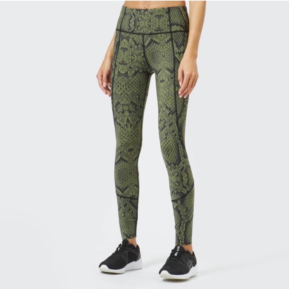 Varley Green Python Leggings and Sports Bra Set